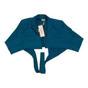 Oh Polly Pink Notch Lapel Long‎ Sleeve Button Up Crop Blazer Coat Jacket Size 2